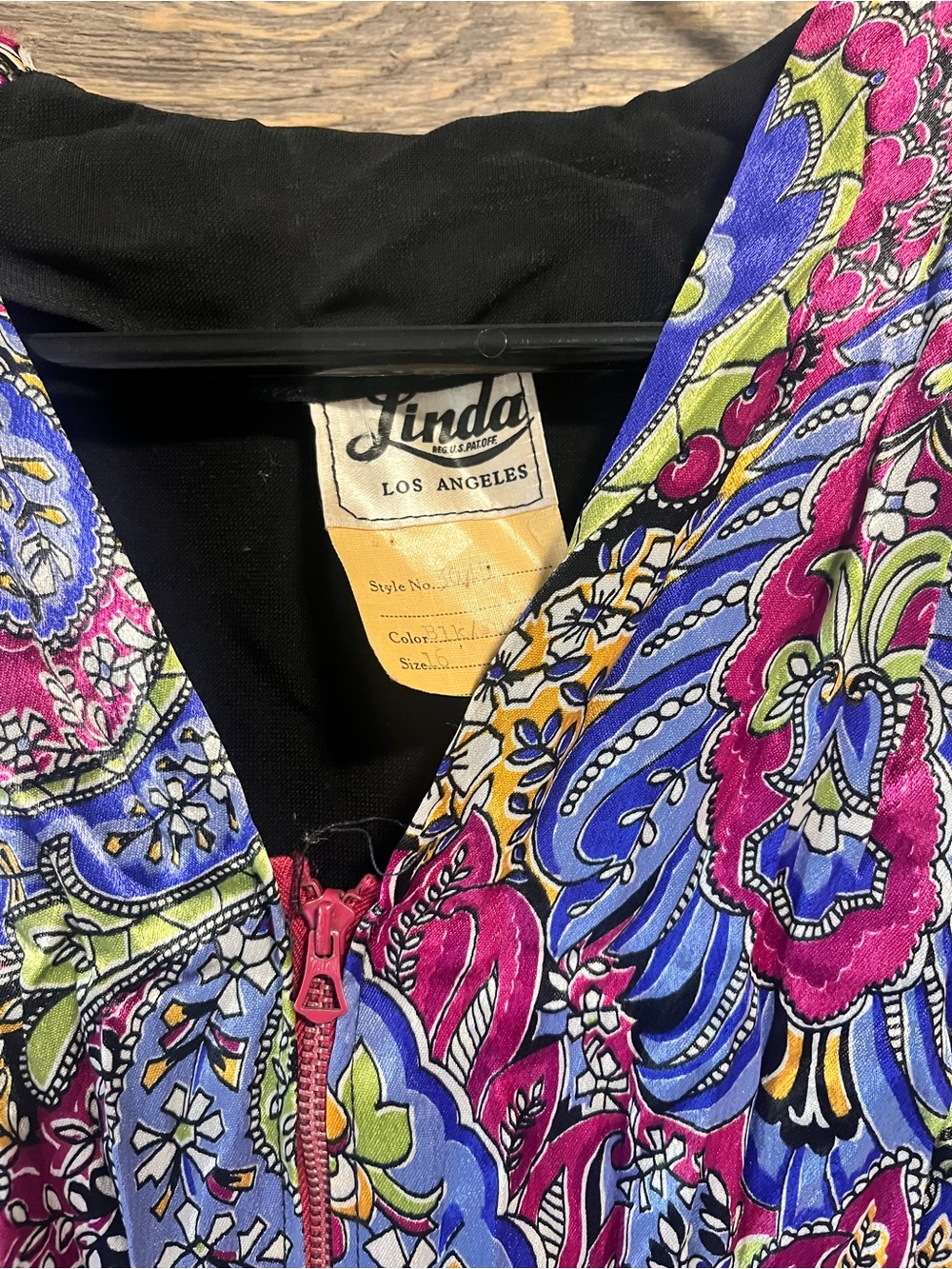 Linda Los Angeles Black Vintage Maxi Dress Paisley Front Panel - Women's Size 16 - Picture 4 of 5